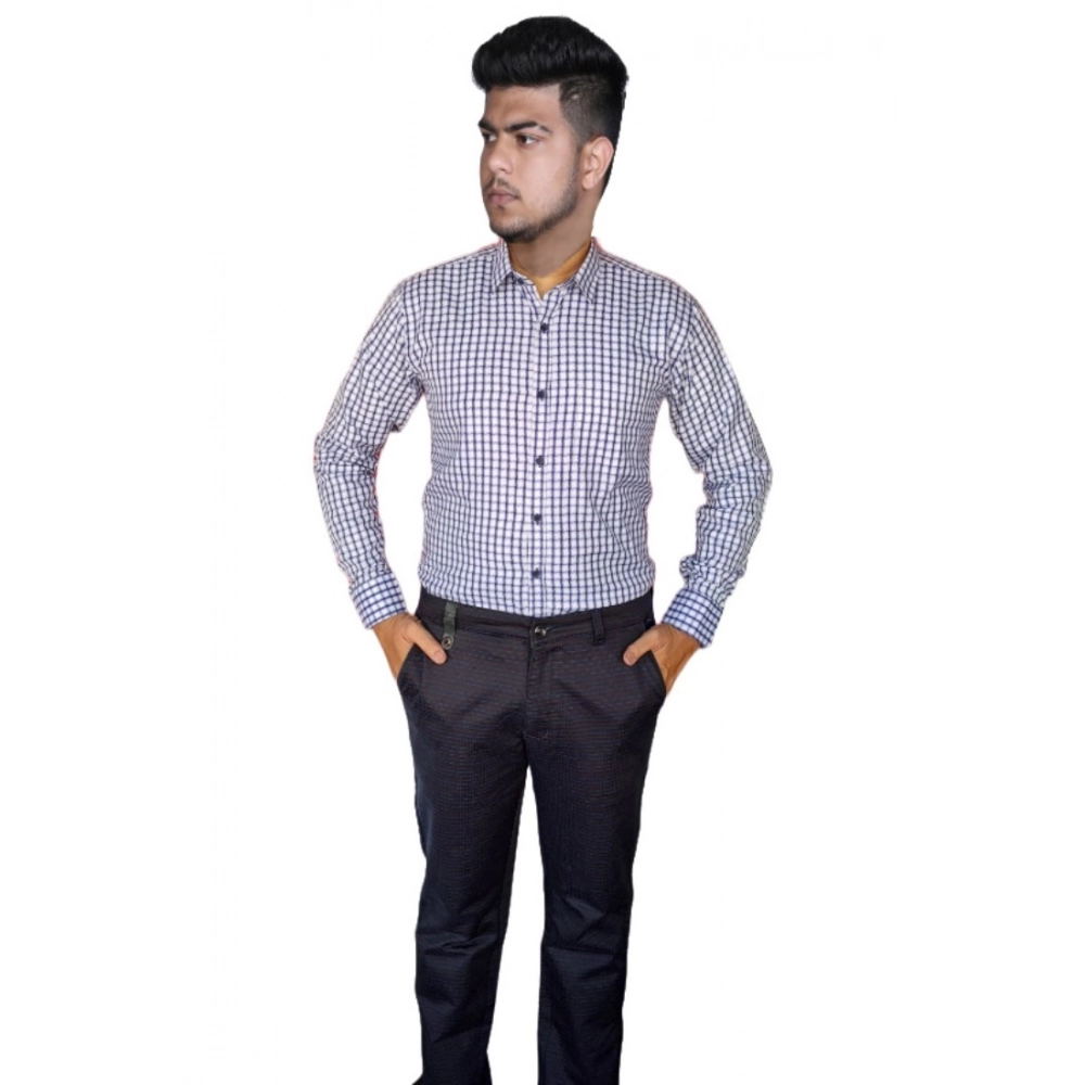 Men's Cotton Lycra Full Sleeve Checked Casual Shirt (White) Men's Cotton Lycra Full Sleeve Checked Casual Shirt (White)