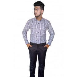 Men's Cotton Lycra Full Sleeve Checked Casual Shirt (White)