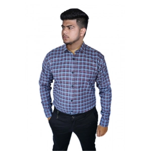 Generic Men's Cotton Lycra Full Sleeve Checked Casual Shirt (Purple)