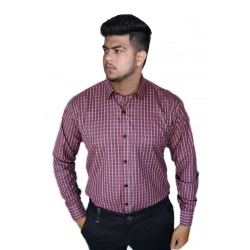 Men's Cotton Lycra Full Sleeve Checked Casual Shirt (Red )