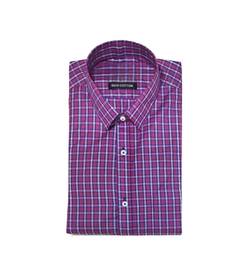 Men's Cotton Lycra Full Sleeve Checked Casual Shirt (Pink)