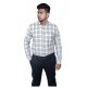 Men's Cotton Lycra Full Sleeve Checked Casual Shirt (White)