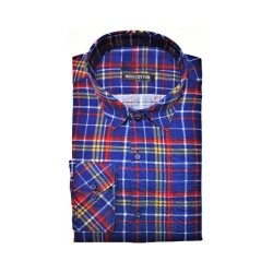 Men's Cotton Lycra Full Sleeve Checked Casual Shirt (Blue Red)