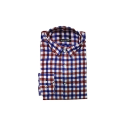 Men's Cotton Lycra Full Sleeve Checked Casual Shirt (Maroon Blue)