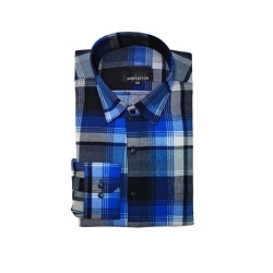 Men's Cotton Lycra Full Sleeve Checked Casual Shirt (Blue)