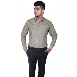 Men's Cotton Lycra Full Sleeve Checked Casual Shirt (Grey)