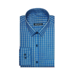 Men's Cotton Lycra Full Sleeve Checked Casual Shirt (Turquoise)