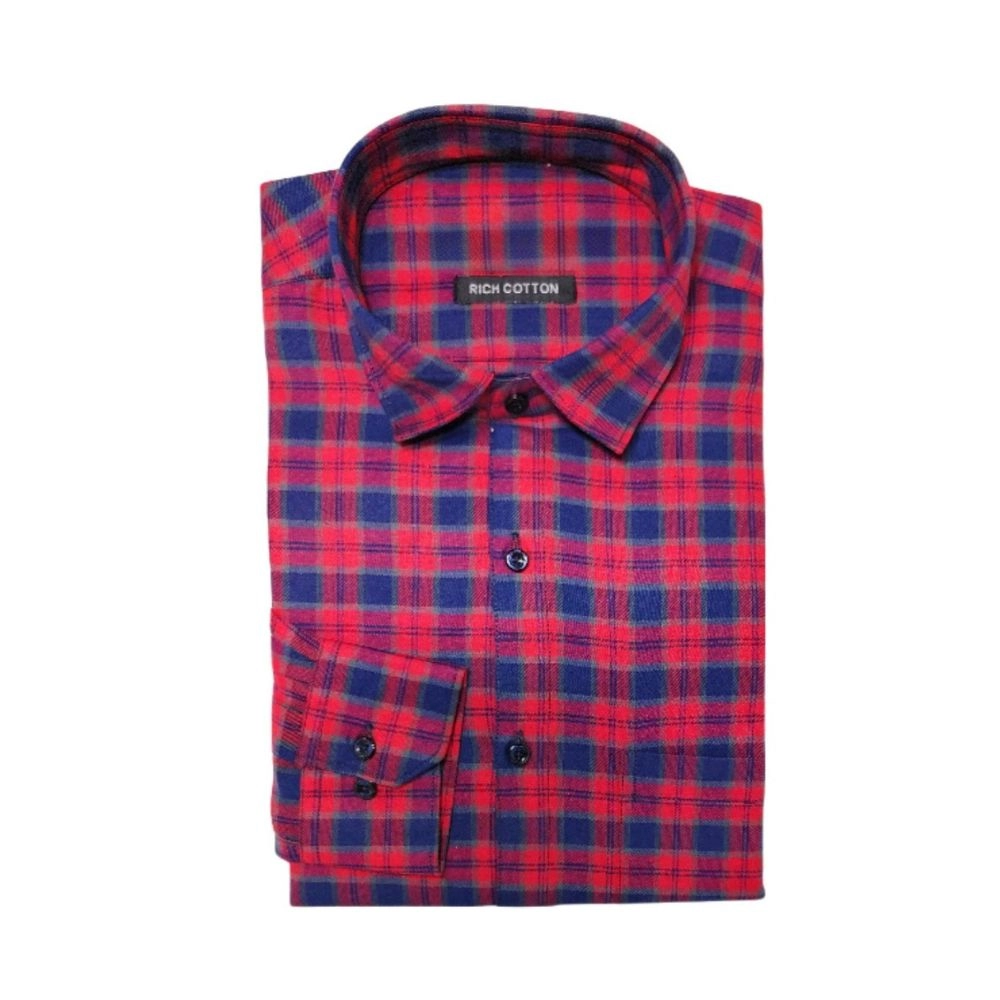 Men's Cotton Lycra Full Sleeve Checked Casual Shirt (Red) Men's Cotton Lycra Full Sleeve Checked Casual Shirt (Red)