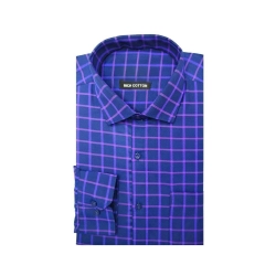 Men's Cotton Lycra Full Sleeve Checked Casual Shirt (Blue Purple)