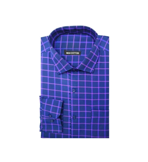 Men's Cotton Lycra Full Sleeve Checked Casual Shirt (Blue Purple)