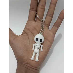 Generic Plastic Pack Of_2 Halloween Skeleton Keychain for Bikes, Spooky Ghost Design (Multicolor)