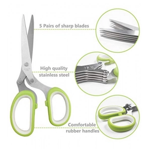 Generic Steel 5 in 1 Vegetable Stainless Steel Kitchen Knives 5 Layers Scissors (Multicolor)