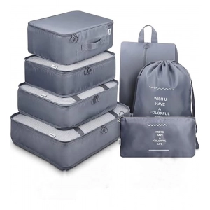 Generic Polyester 7 Pcs Travel Organizer Pouch Packing Cubes for Clothes Space Savers Bags (Multicolor)