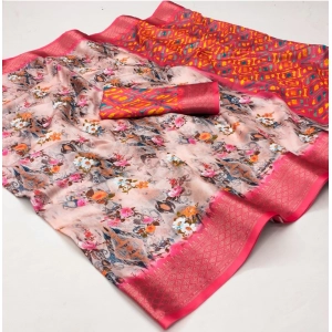 Generic Women's Cotton Silk Printed Saree With Unstitched Blouse 5.5Mtr (Multicolor)
