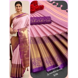 Women's Cotton Silk Woven Design Saree With Unstitched Blouse 5.5Mtr (Purple)