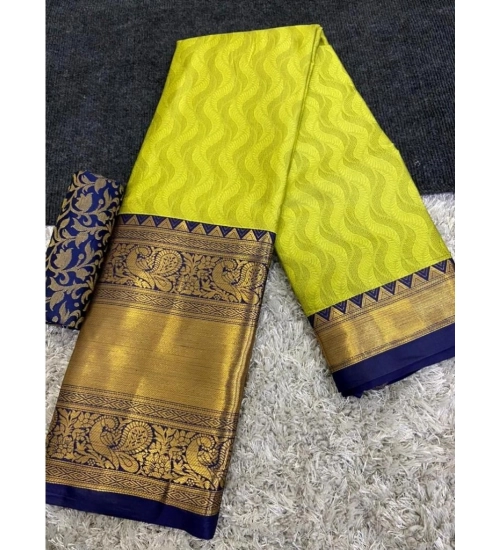 Women's Cotton Silk Printed Saree With Unstitched Blouse 5.5Mtr (Green)