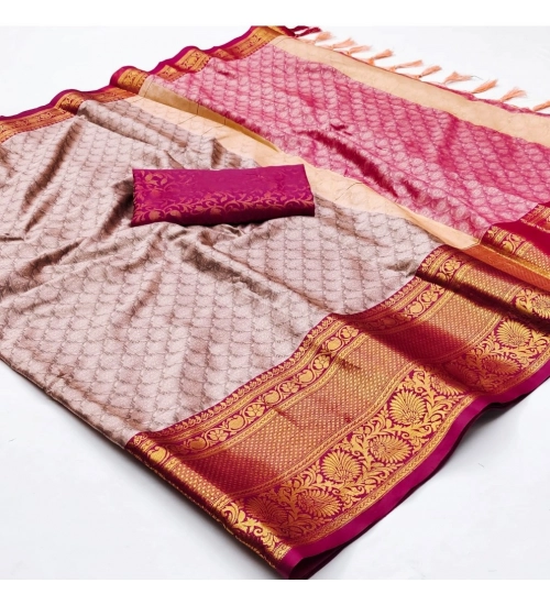 Women's Cotton Silk Floral Print Saree With Unstitched Blouse 5.5Mtr (Rani)