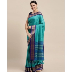Women's Cotton Silk Checkered Saree With Unstitched Blouse 5.5Mtr (Firoji)