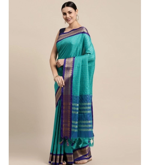 Women's Cotton Silk Checkered Saree With Unstitched Blouse 5.5Mtr (Firoji)