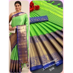 Women's Cotton Silk Woven Design Saree With Unstitched Blouse 5.5Mtr (Green)