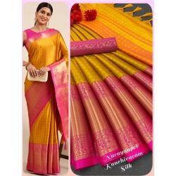 Women's Cotton Silk Woven Design Saree With Unstitched Blouse 5.5Mtr (Orange)