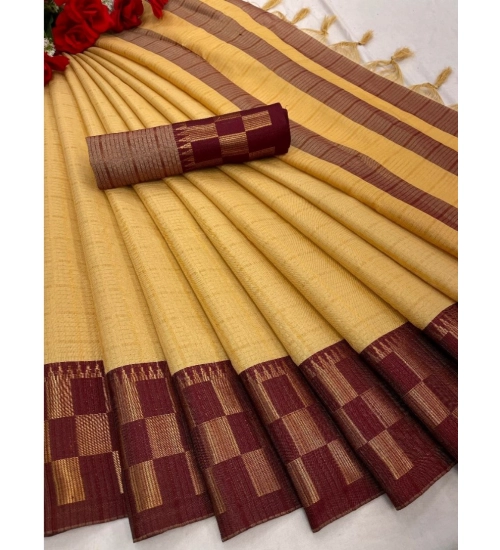 Women's Cotton Silk Printed Saree With Unstitched Blouse 5.5Mtr (Maroon)