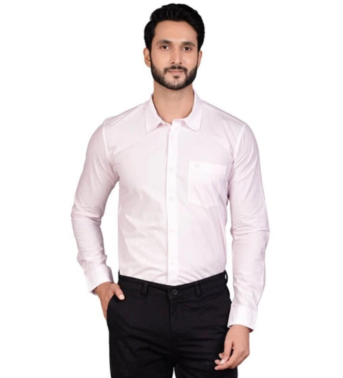 Men's Casual Cotton Full Sleeve Solid Shirt (Pink)