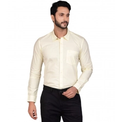 Men's Casual Cotton Full Sleeve Solid Shirt (Lemon)