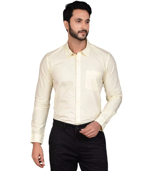 Men's Casual Cotton Full Sleeve Solid Shirt (Lemon)