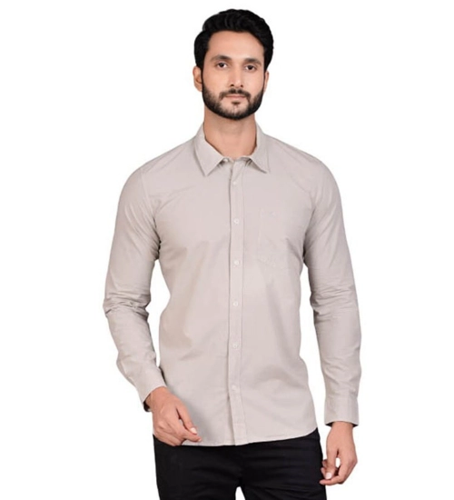 Men's Casual Cotton Full Sleeve Solid Shirt (Grey)