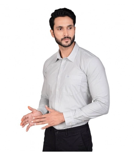 Men's Casual Cotton Full Sleeve Solid Shirt (Grey)
