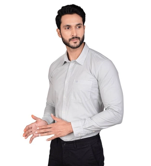 Men's Casual Cotton Full Sleeve Solid Shirt (Grey)