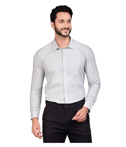 Men's Casual Cotton Full Sleeve Solid Shirt (Grey)