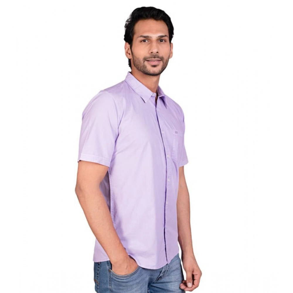 Men's Casual Cotton Half Sleeve Solid Shirt (Purple) Men's Casual Cotton Half Sleeve Solid Shirt (Purple)