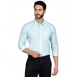 Men's Casual Cotton Full Sleeve Solid Shirt (Turquoise)