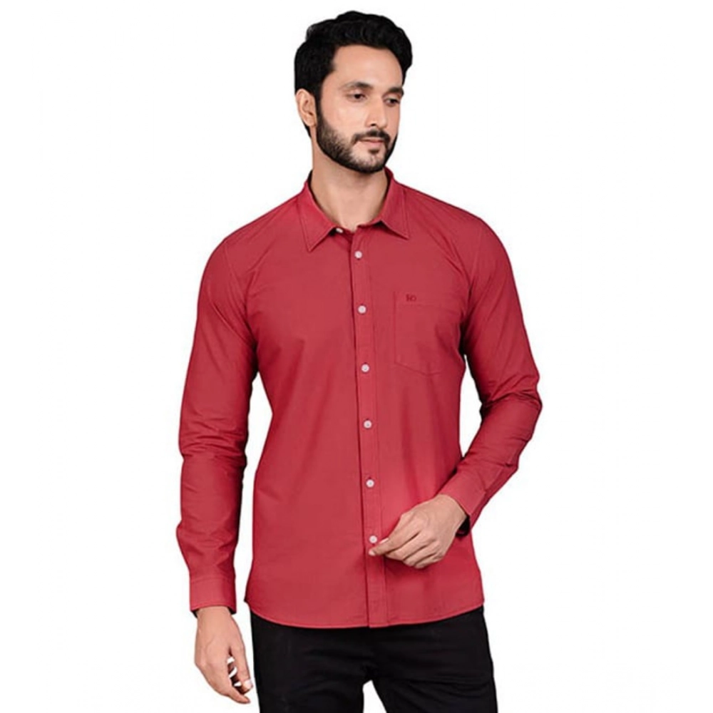 Men's Casual Cotton Full Sleeve Solid Shirt (Red) Men's Casual Cotton Full Sleeve Solid Shirt (Red)
