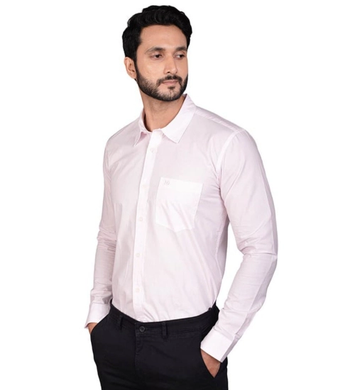 Men's Casual Cotton Full Sleeve Solid Shirt (Pink)