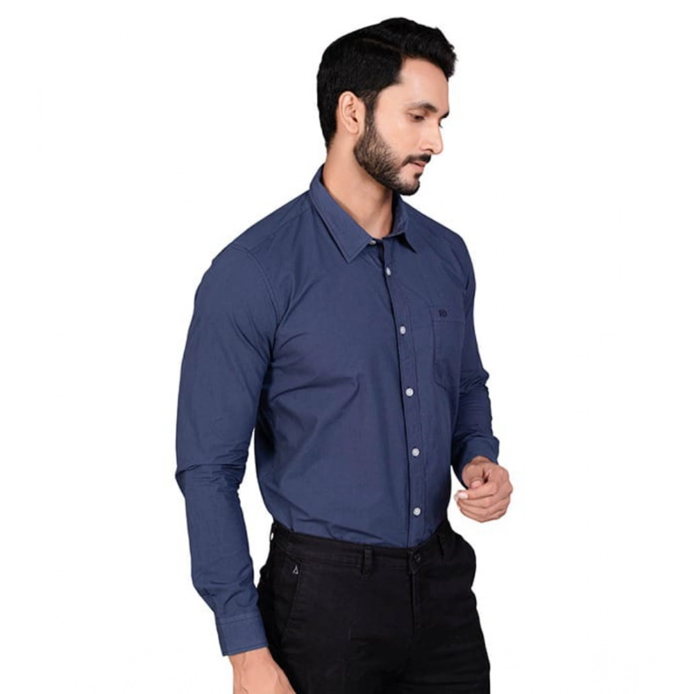 Men's Casual Cotton Full Sleeve Solid Shirt (Navy) Men's Casual Cotton Full Sleeve Solid Shirt (Navy)