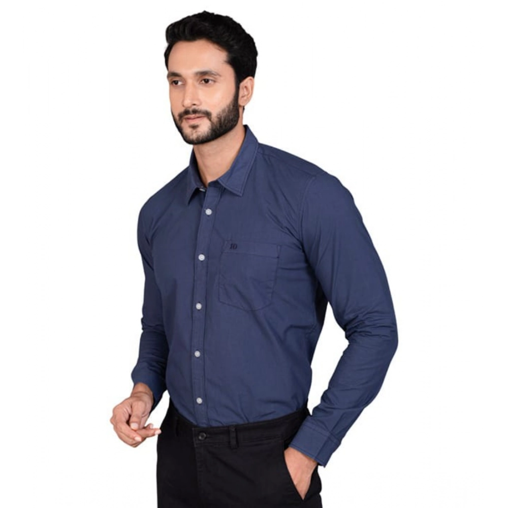 Men's Casual Cotton Full Sleeve Solid Shirt (Navy) Men's Casual Cotton Full Sleeve Solid Shirt (Navy)