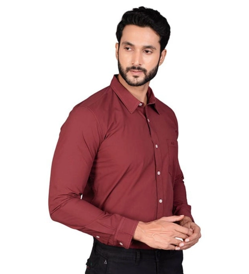 Men's Casual Cotton Full Sleeve Solid Shirt (Maroon)