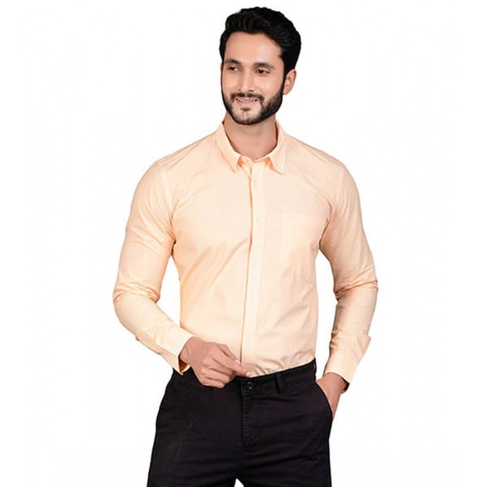 Men's Casual Cotton Full Sleeve Solid Shirt (Peach) Men's Casual Cotton Full Sleeve Solid Shirt (Peach)