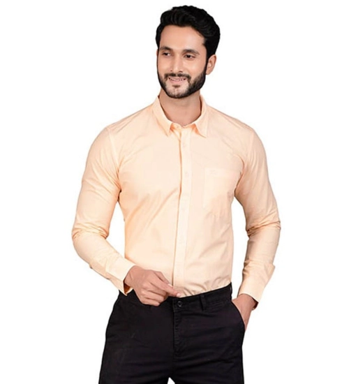 Men's Casual Cotton Full Sleeve Solid Shirt (Peach)