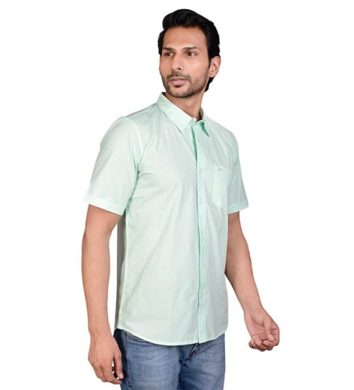 Men's Casual Cotton Half Sleeve Solid Shirt (Sea Green)