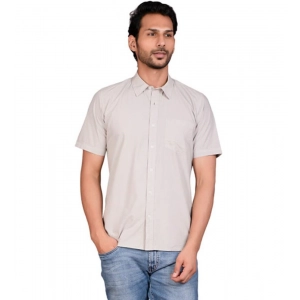 Generic Men's Casual Cotton Half Sleeve Solid Shirt (Grey)