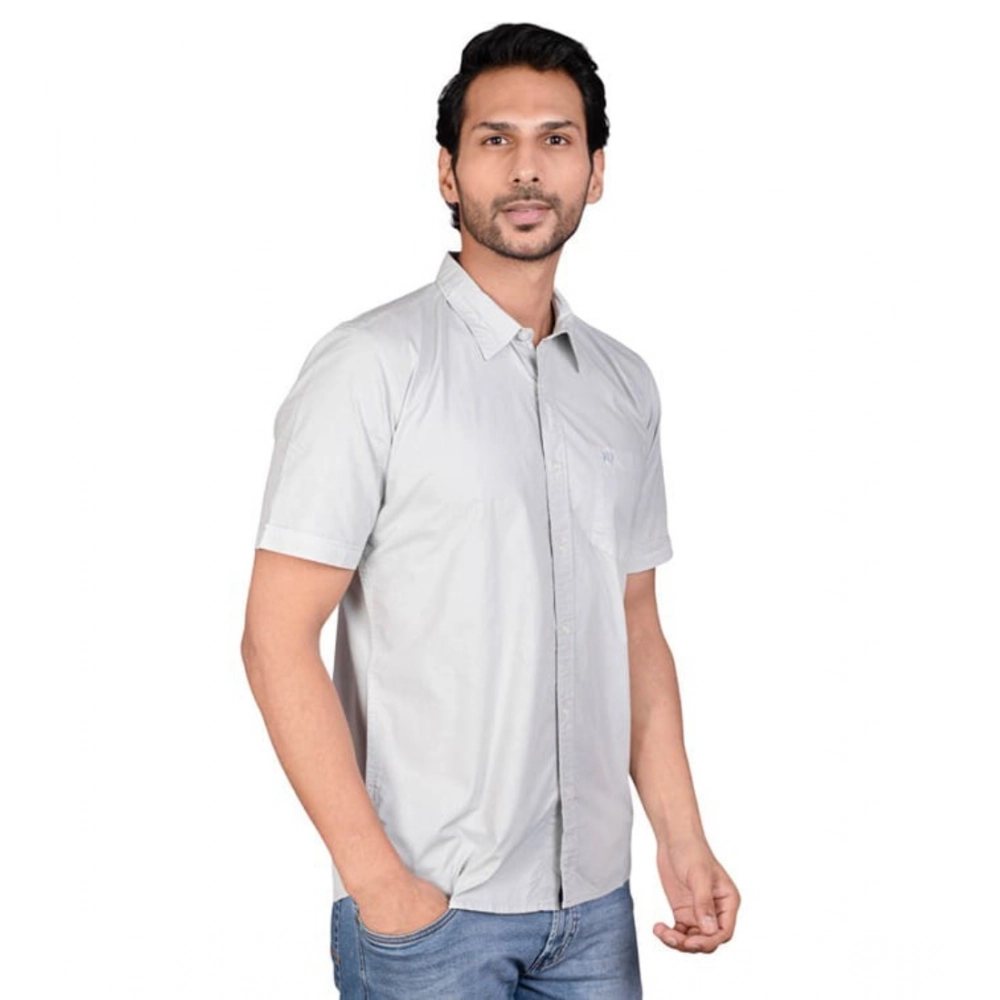 Men's Casual Cotton Half Sleeve Solid Shirt (Grey) Men's Casual Cotton Half Sleeve Solid Shirt (Grey)