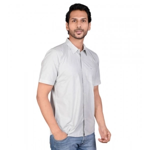 Generic Men's Casual Cotton Half Sleeve Solid Shirt (Grey)