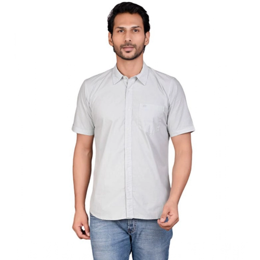 Men's Casual Cotton Half Sleeve Solid Shirt (Grey) Men's Casual Cotton Half Sleeve Solid Shirt (Grey)