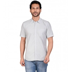 Men's Casual Cotton Half Sleeve Solid Shirt (Grey)