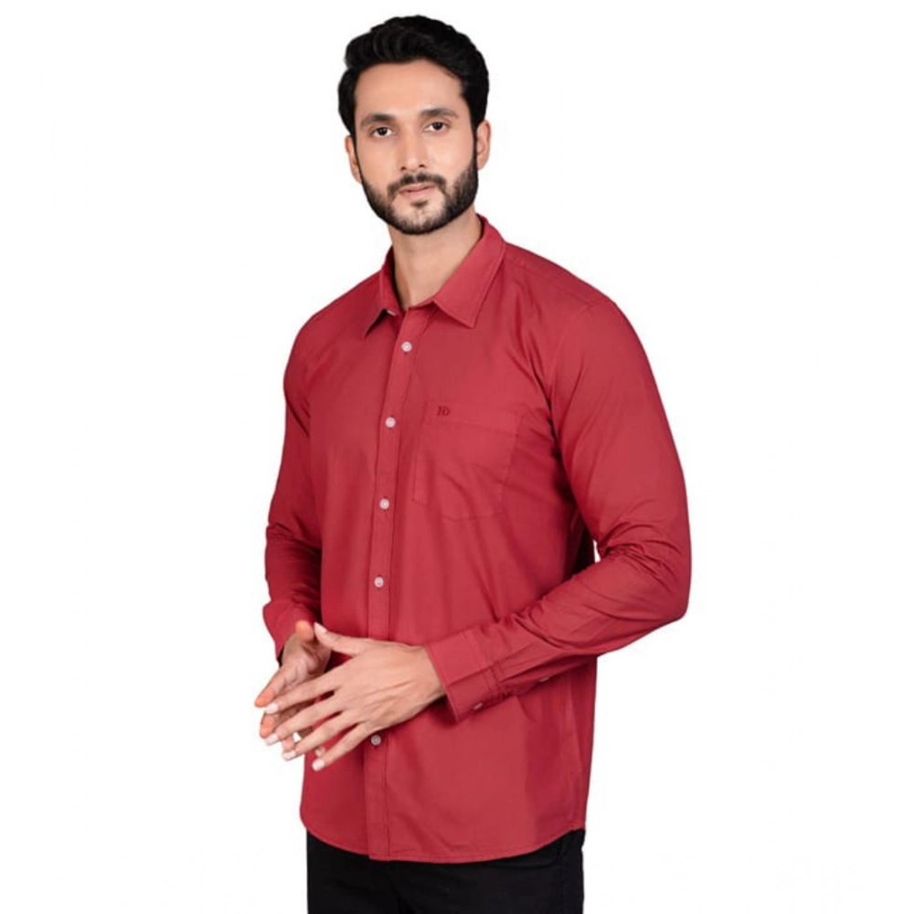 Men's Casual Cotton Full Sleeve Solid Shirt (Red) Men's Casual Cotton Full Sleeve Solid Shirt (Red)