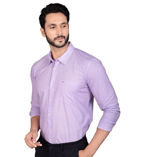 Men's Casual Cotton Full Sleeve Solid Shirt (Purple)